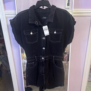 Cotton On Black Denim Jumpsuit Romper - Size 6